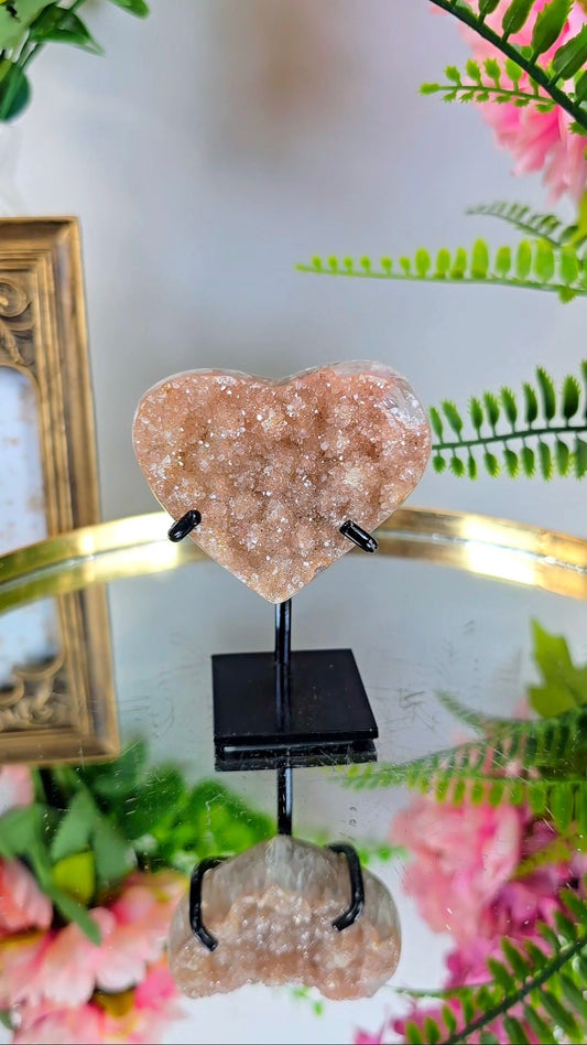 Rainbow Amethyst Heart on Stand CH88