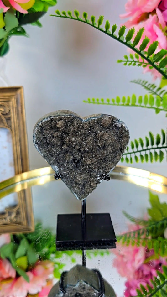 Rainbow Amethyst Heart on Stand CH89