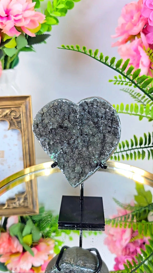Rainbow Amethyst Heart on Stand CH92