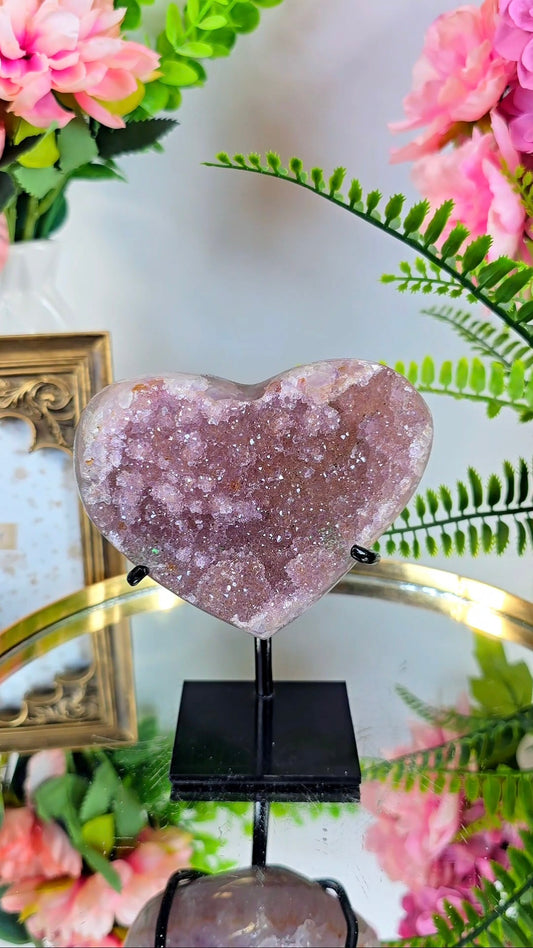 Rainbow Amethyst Heart on Stand CH93