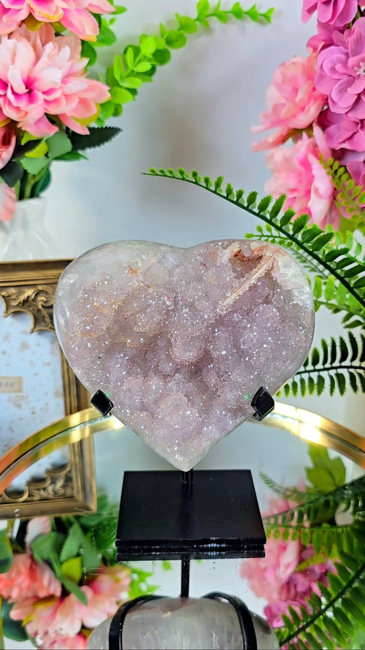 Rainbow Amethyst Heart on Stand CH95