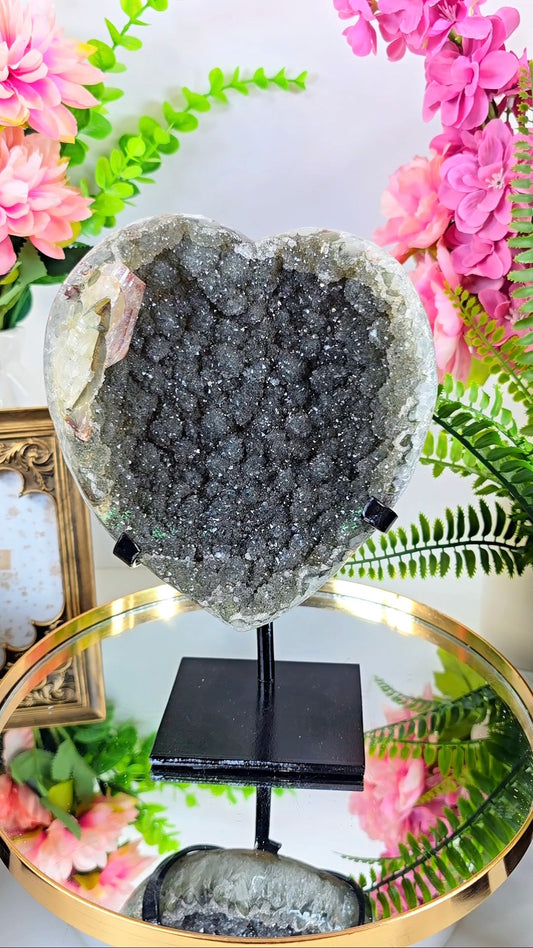 Rainbow Amethyst Heart on Stand CH96