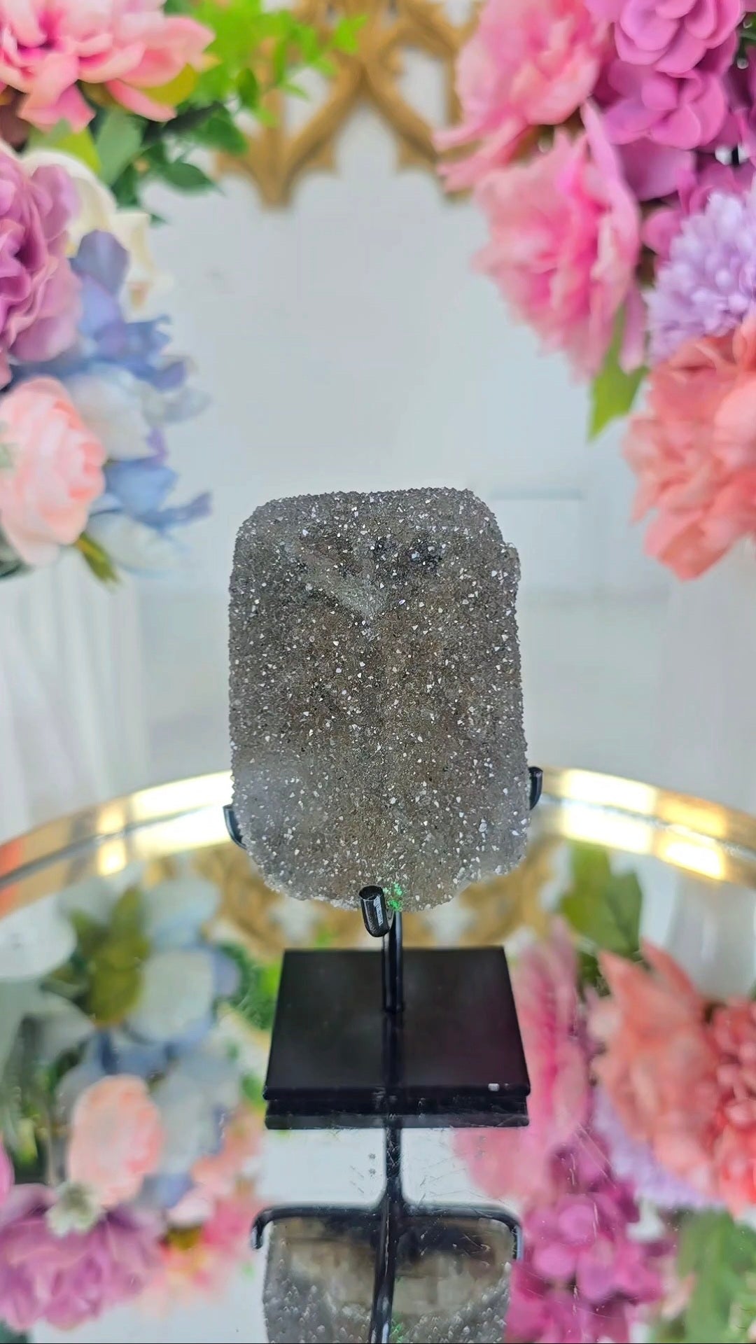 Rainbow Amethyst on Calcite Formation on Stand 132