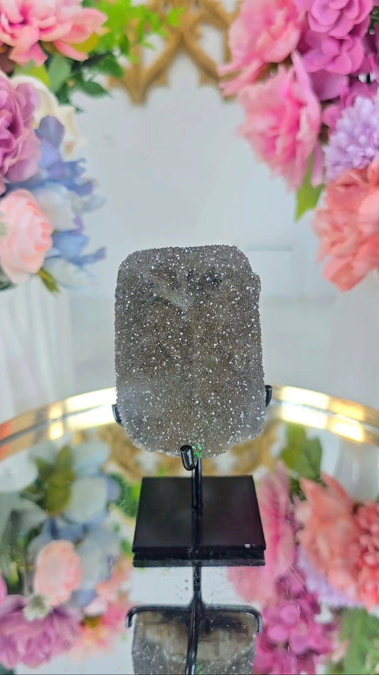 Rainbow Amethyst on Calcite Formation on Stand 132