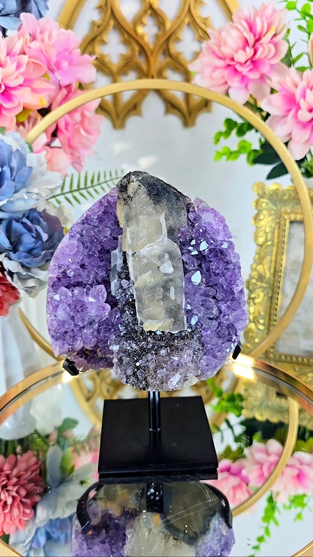 Amethyst with Calcite & Hematite on Stand 148