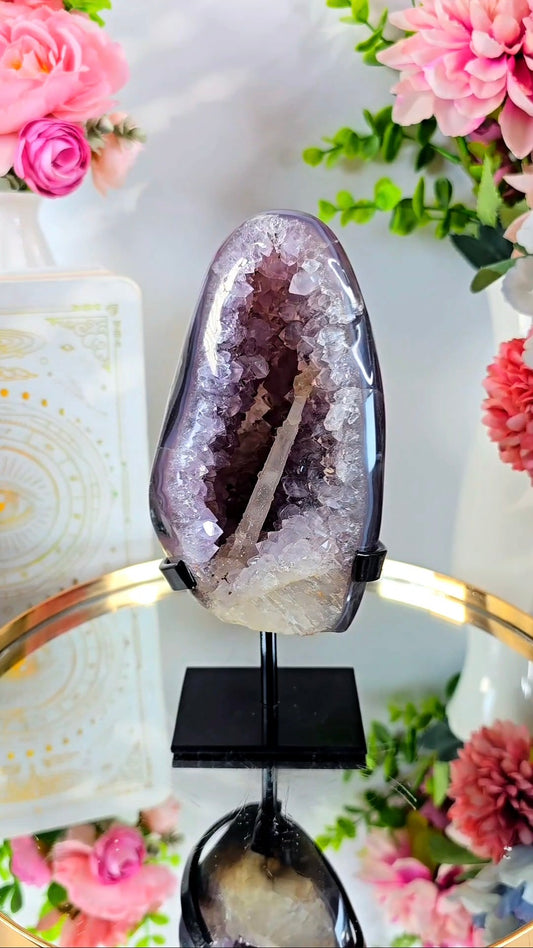 Amethyst with Calcite on Stand 157