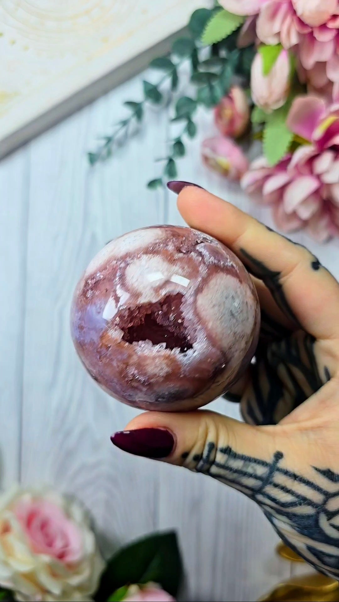 Pink Amethyst x Flower Agate Sphere CS301