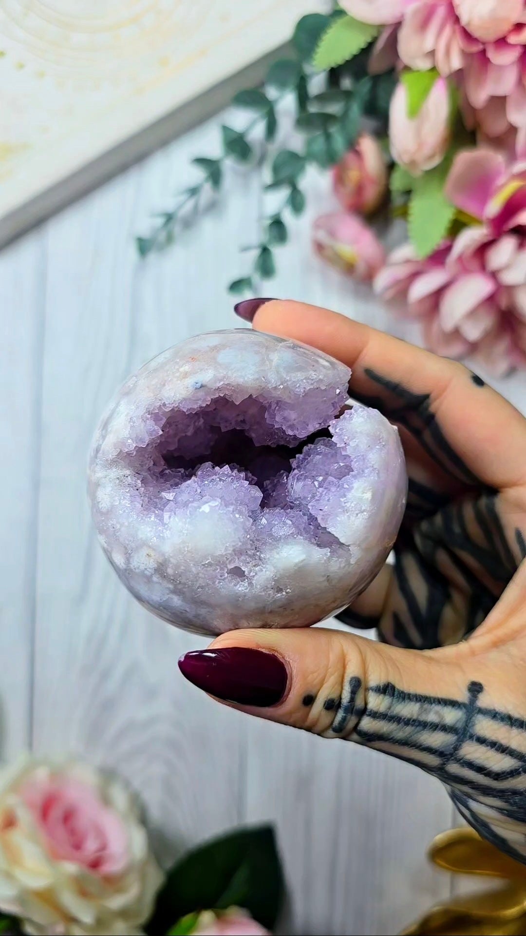 Pink Amethyst x Flower Agate Sphere CS302