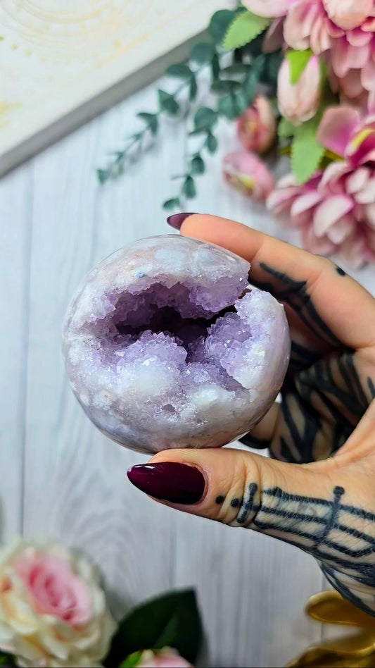 Pink Amethyst x Flower Agate Sphere CS302
