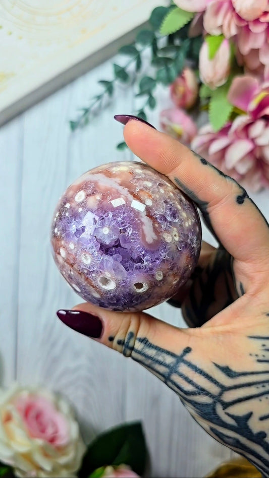 Pink Amethyst x Flower Agate Sphere CS303
