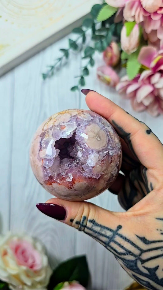 Pink Amethyst x Flower Agate Sphere CS304