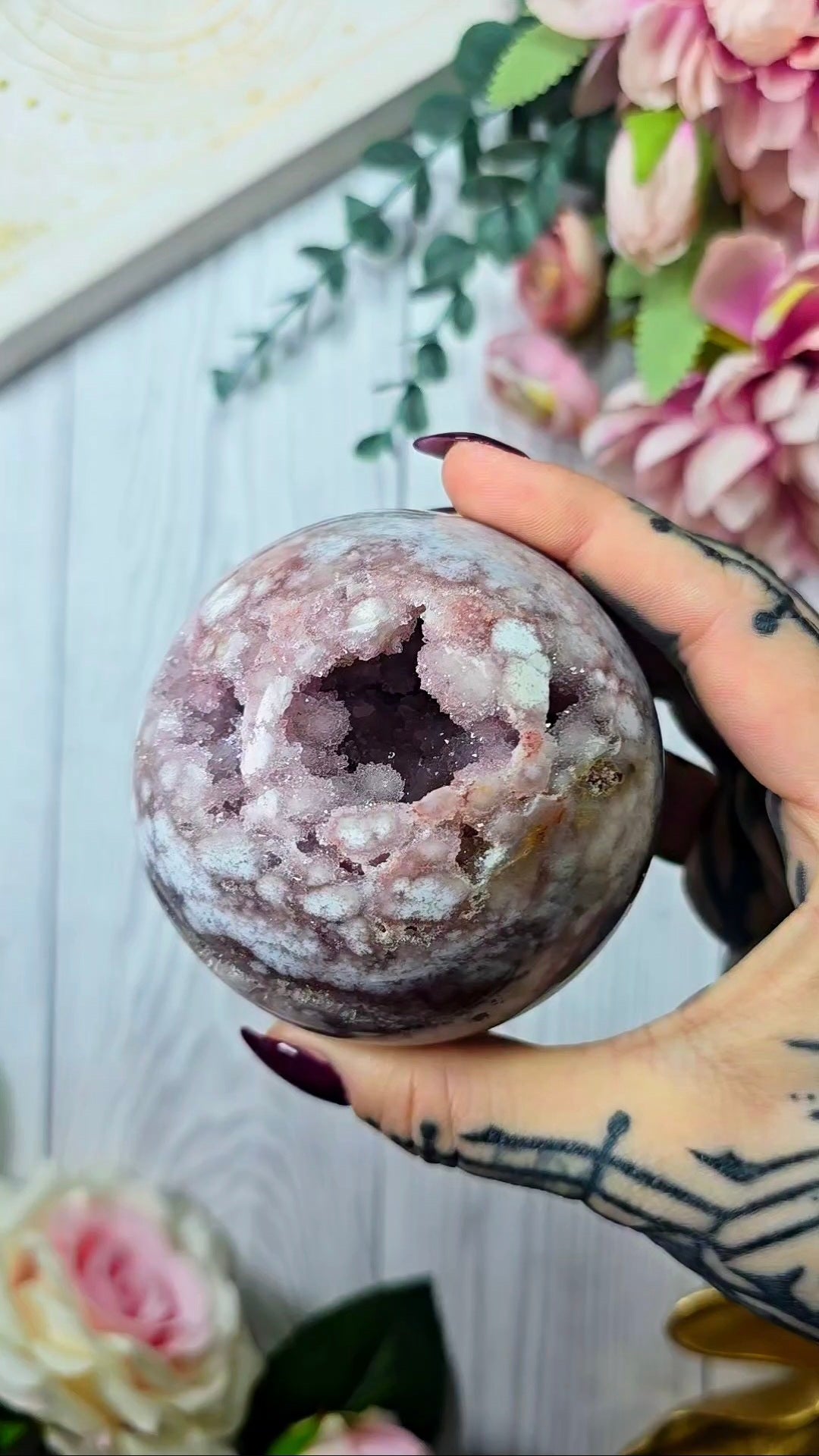 Pink Amethyst x Flower Agate Sphere CS305