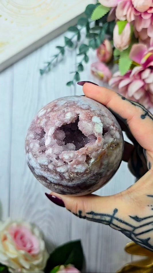 Pink Amethyst x Flower Agate Sphere CS305