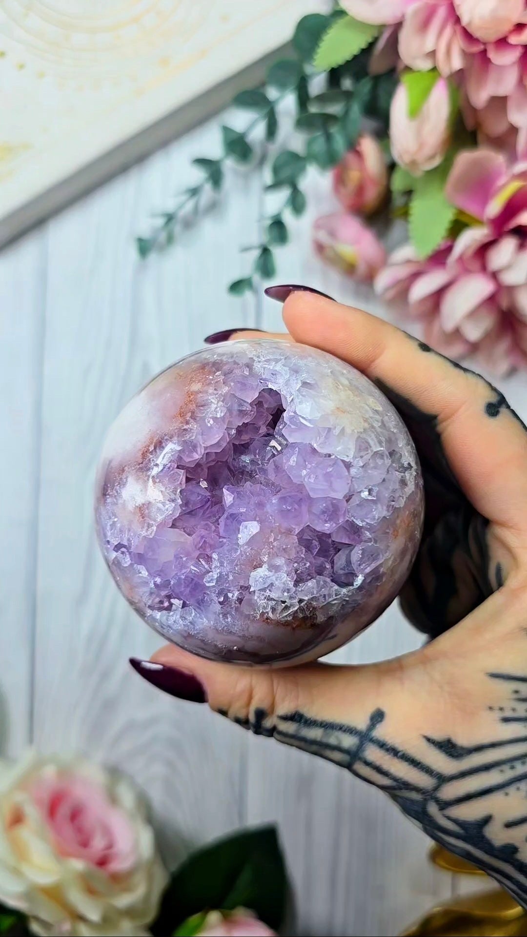 Pink Amethyst x Flower Agate Sphere CS306