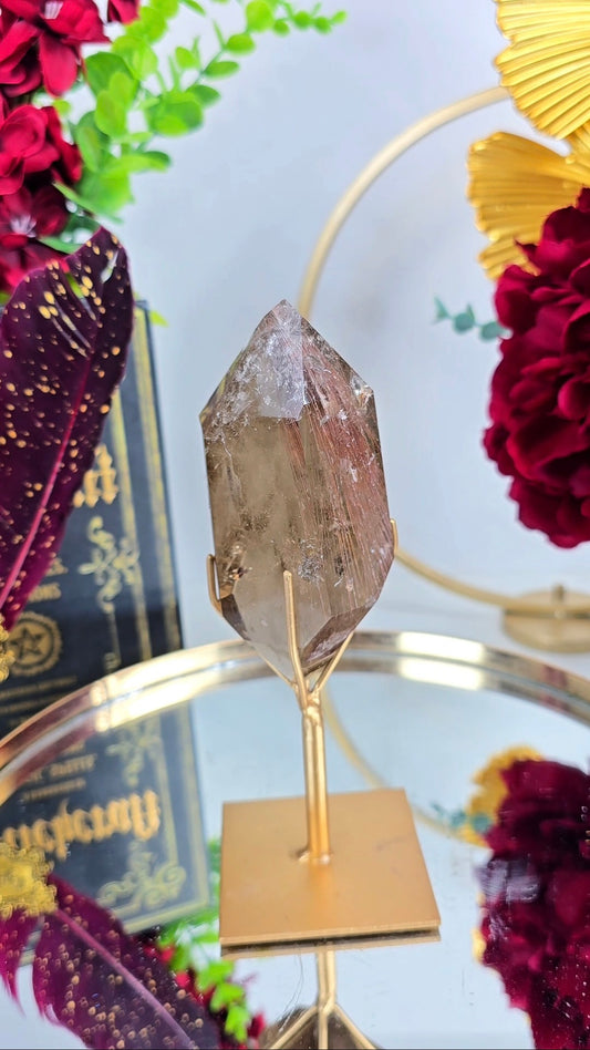 Rutilated Smoky Quartz on stand 02