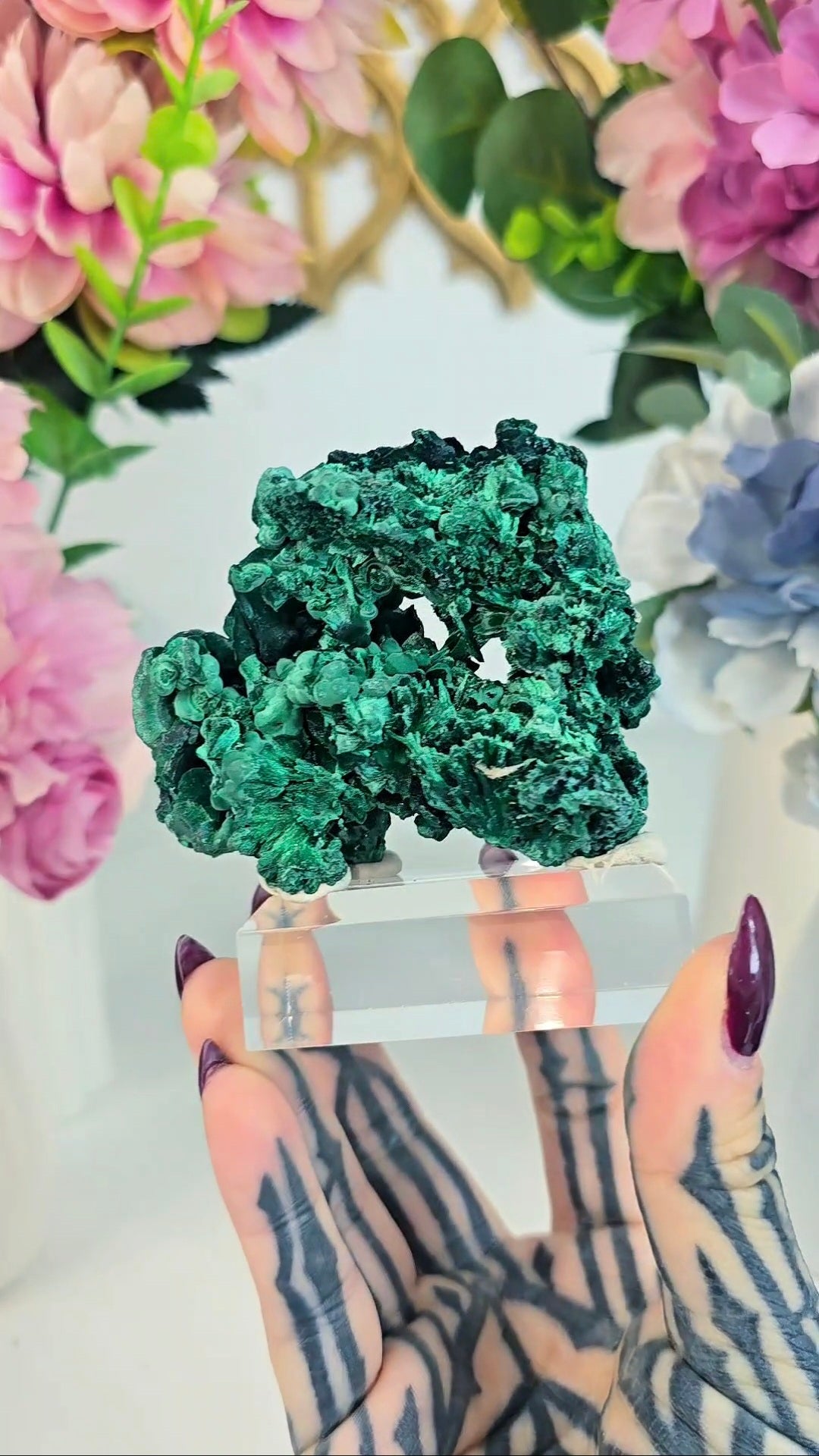 Velvety Malachite Specimen on Base 05