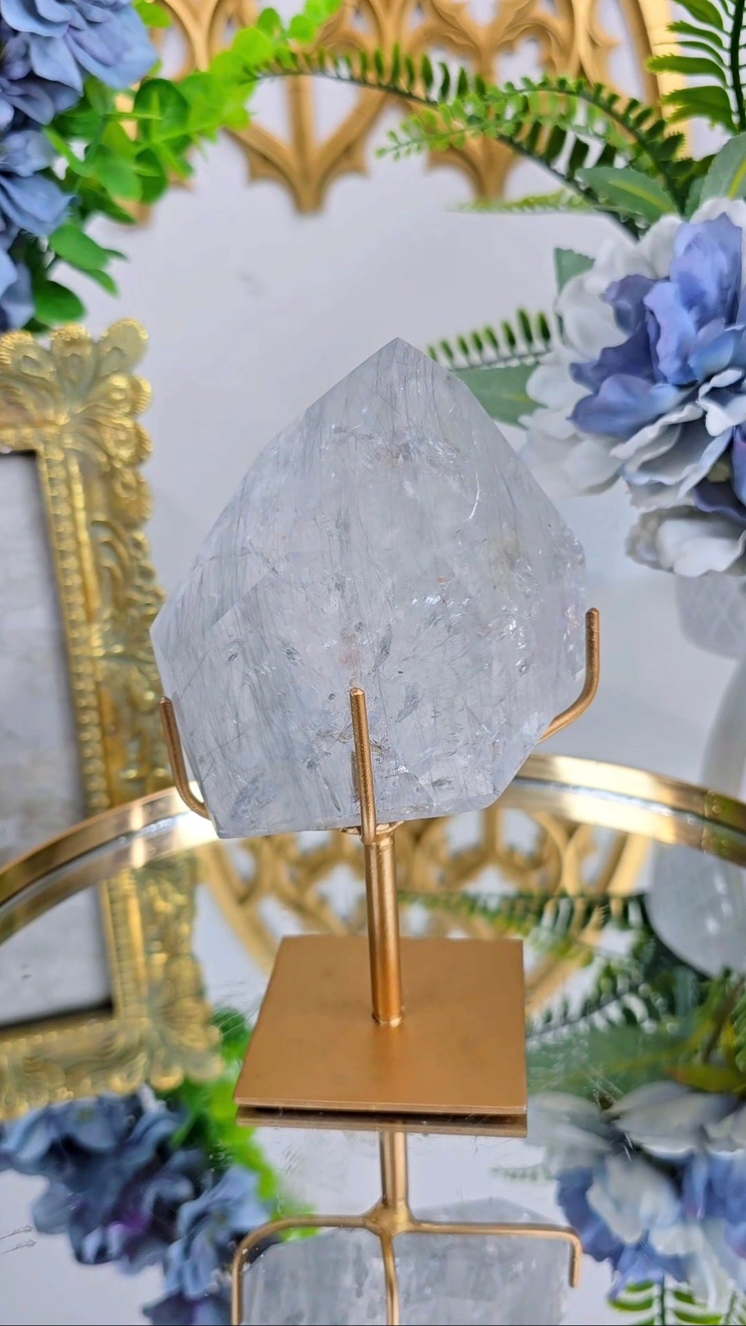 Blue Tara Quartz Freeform on Stand