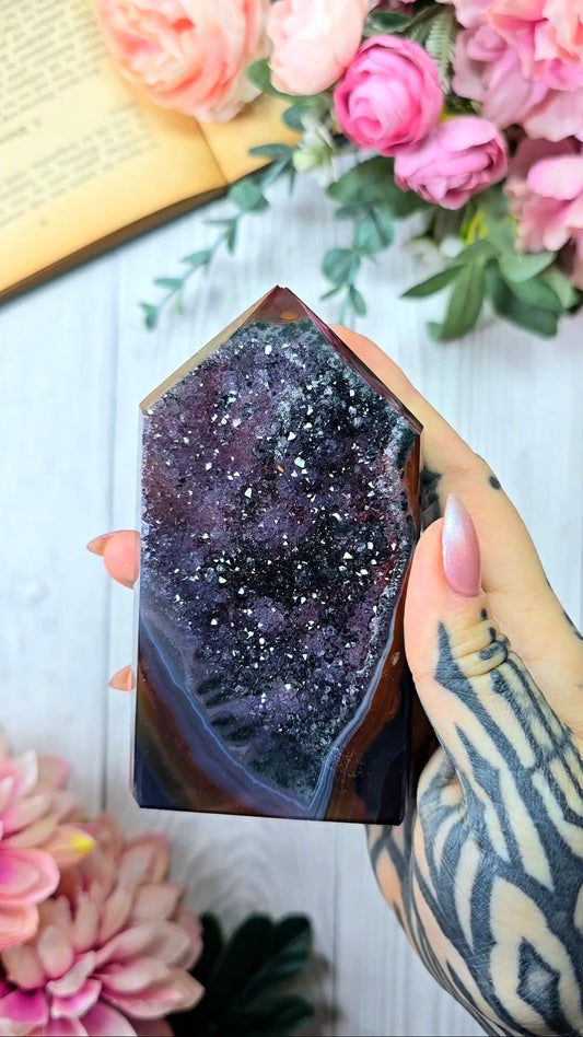 Druzy Agate / Amethyst Tower CT854