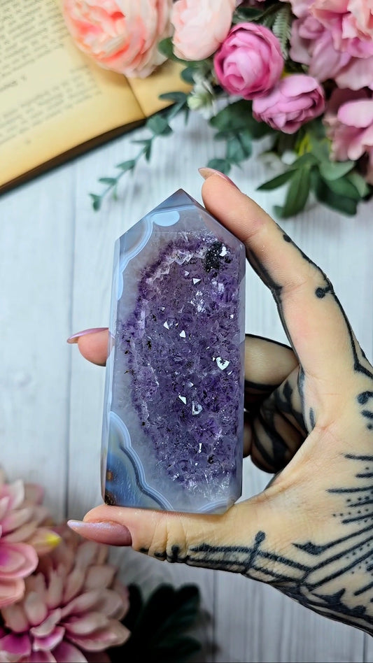 Druzy Agate / Amethyst Tower CT853