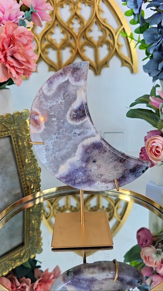 Pink Amethyst Moon on stand CM368