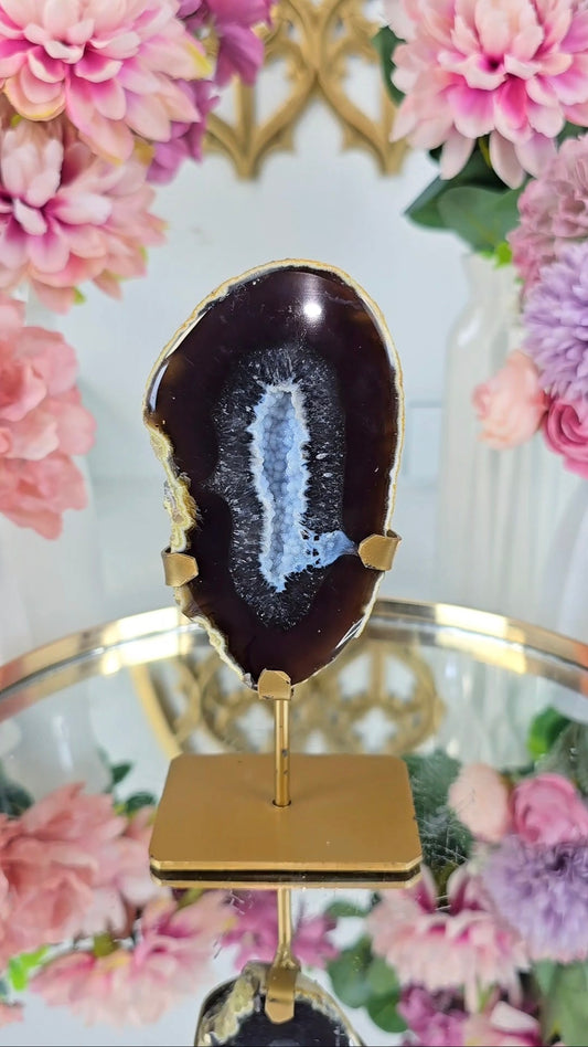 Druzy Agate Geode on Stand