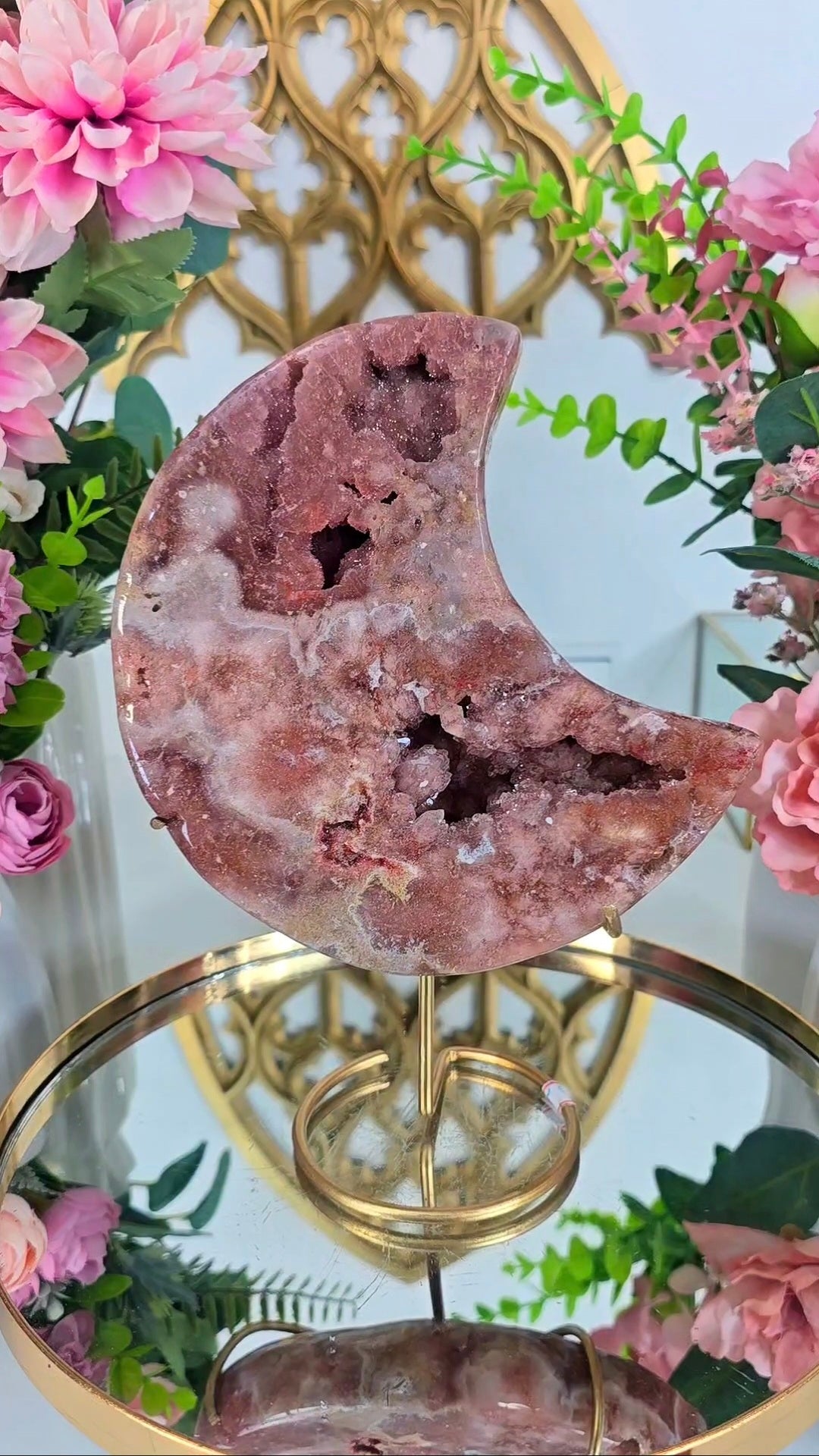 Pink Amethyst Moon on stand CM374
