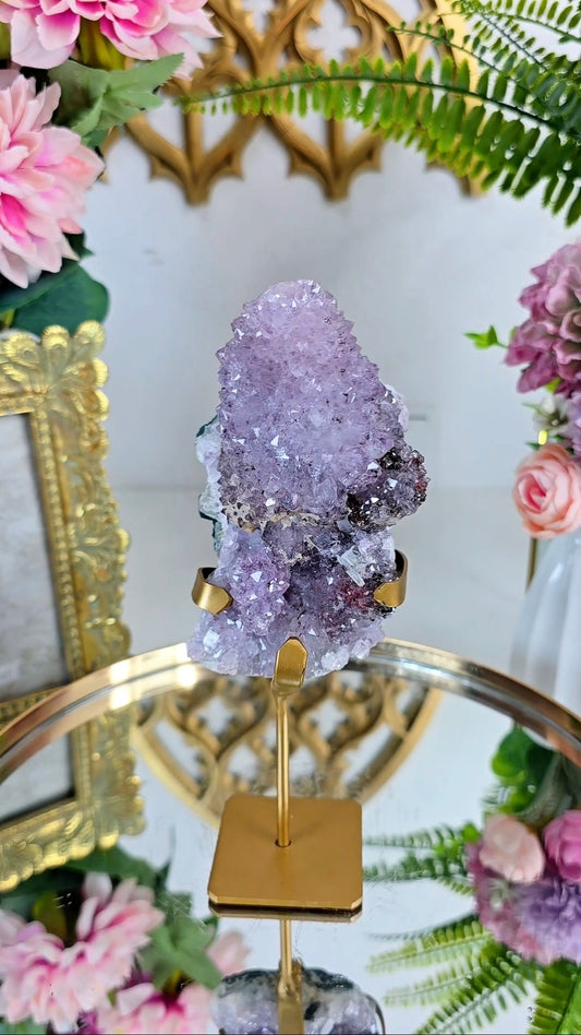 Druzy Amethyst with Hematite on Stand 170