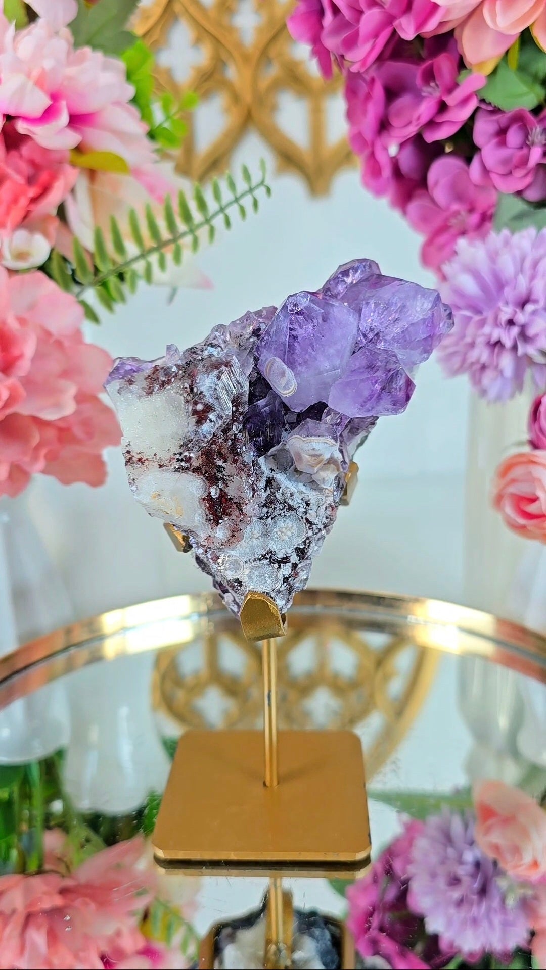 Amethyst with Calcite on Stand 180