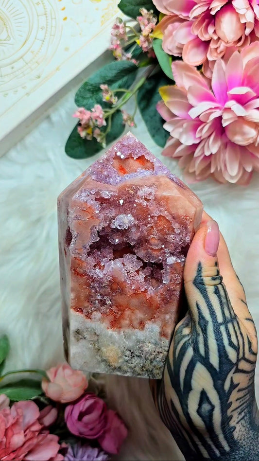 DOUBLE SIDED Pink Amethyst Tower CT873