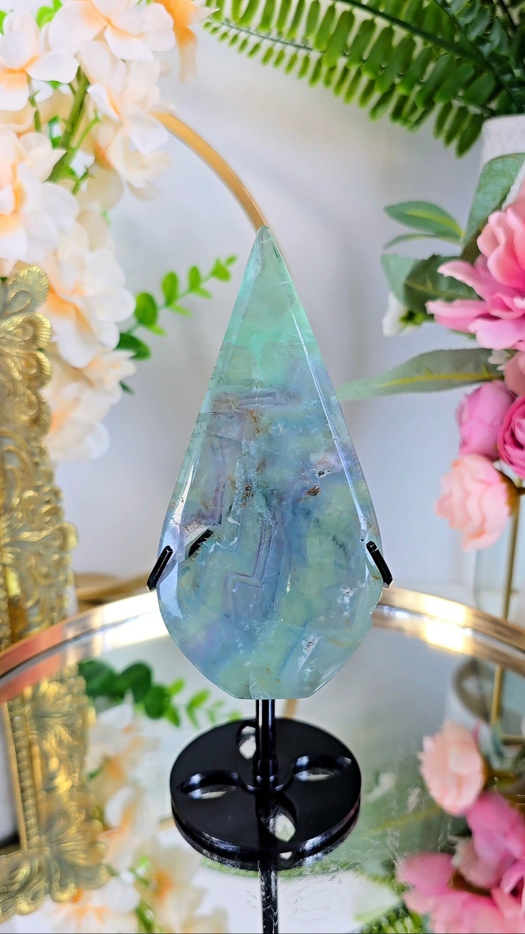 Rainbow Fluorite Drop on Stand 01