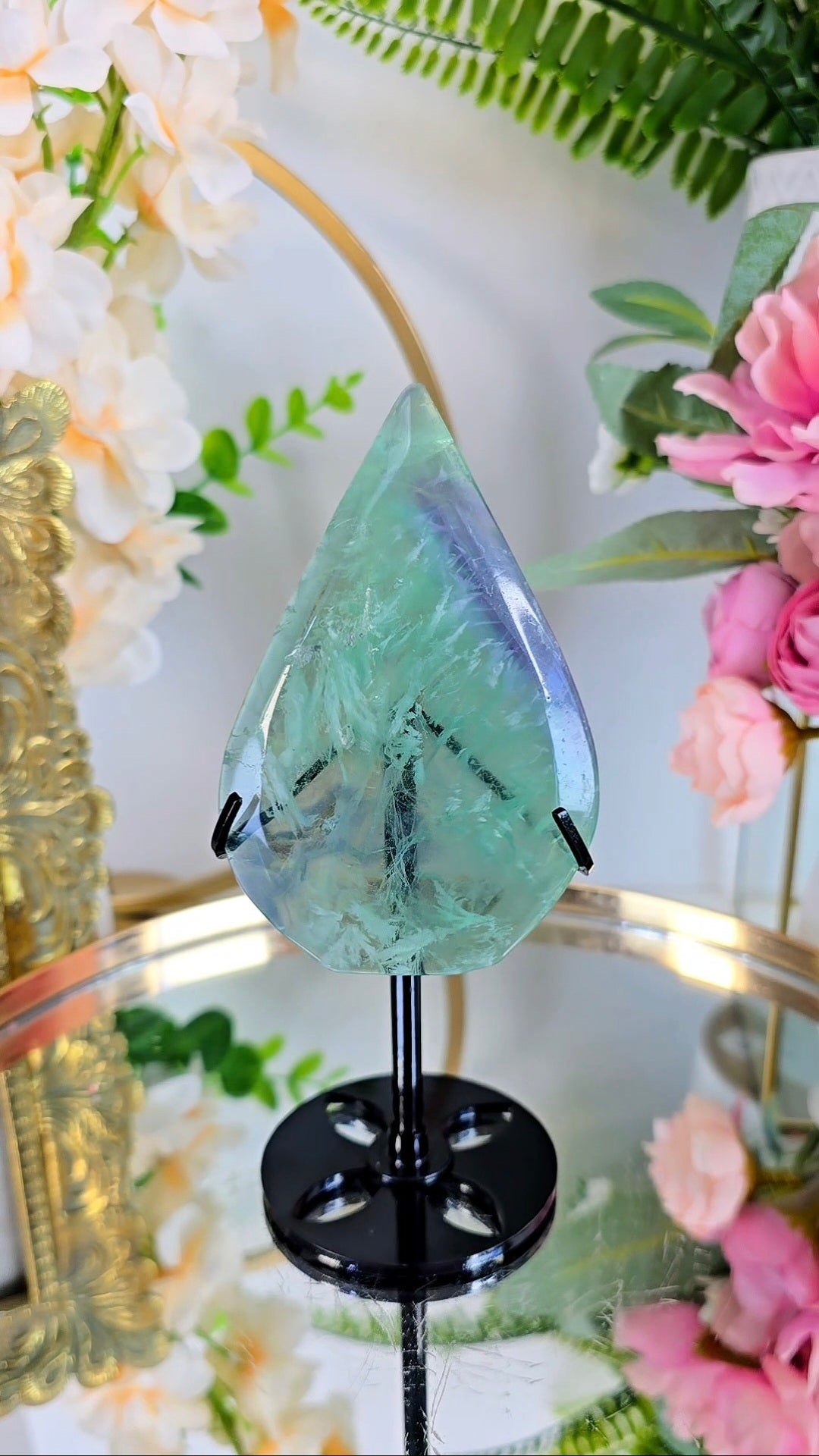Rainbow Fluorite Drop on Stand 02