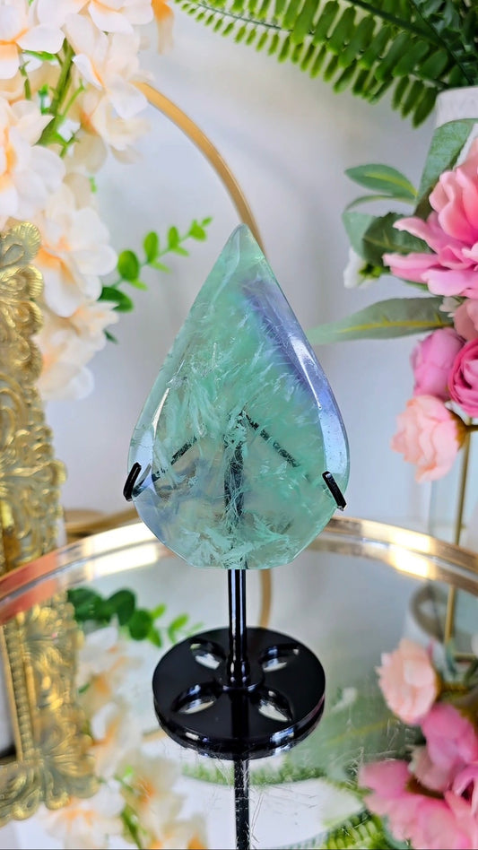 Rainbow Fluorite Drop on Stand 02