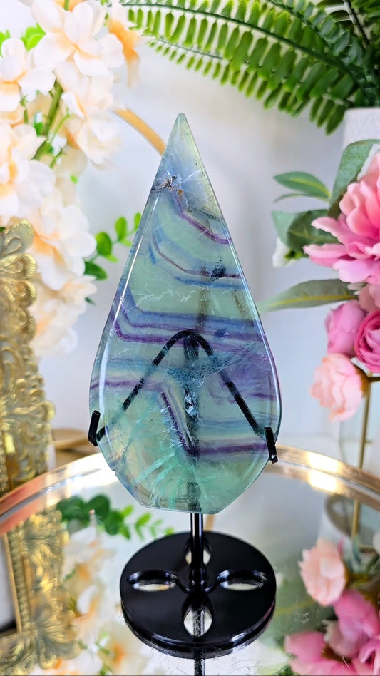 Rainbow Fluorite Drop on Stand 03