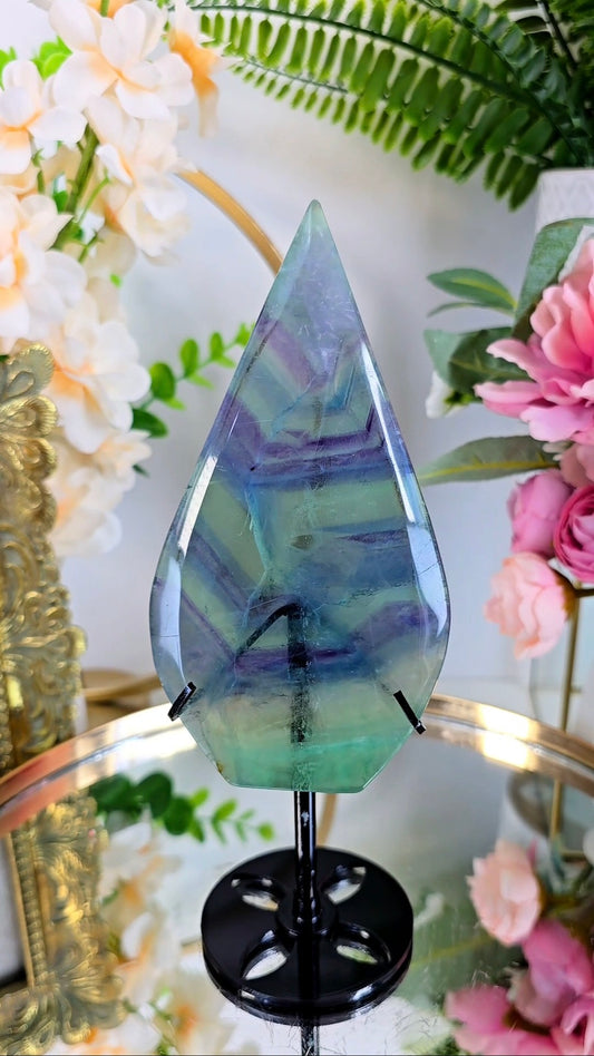 Rainbow Fluorite Drop on Stand 04