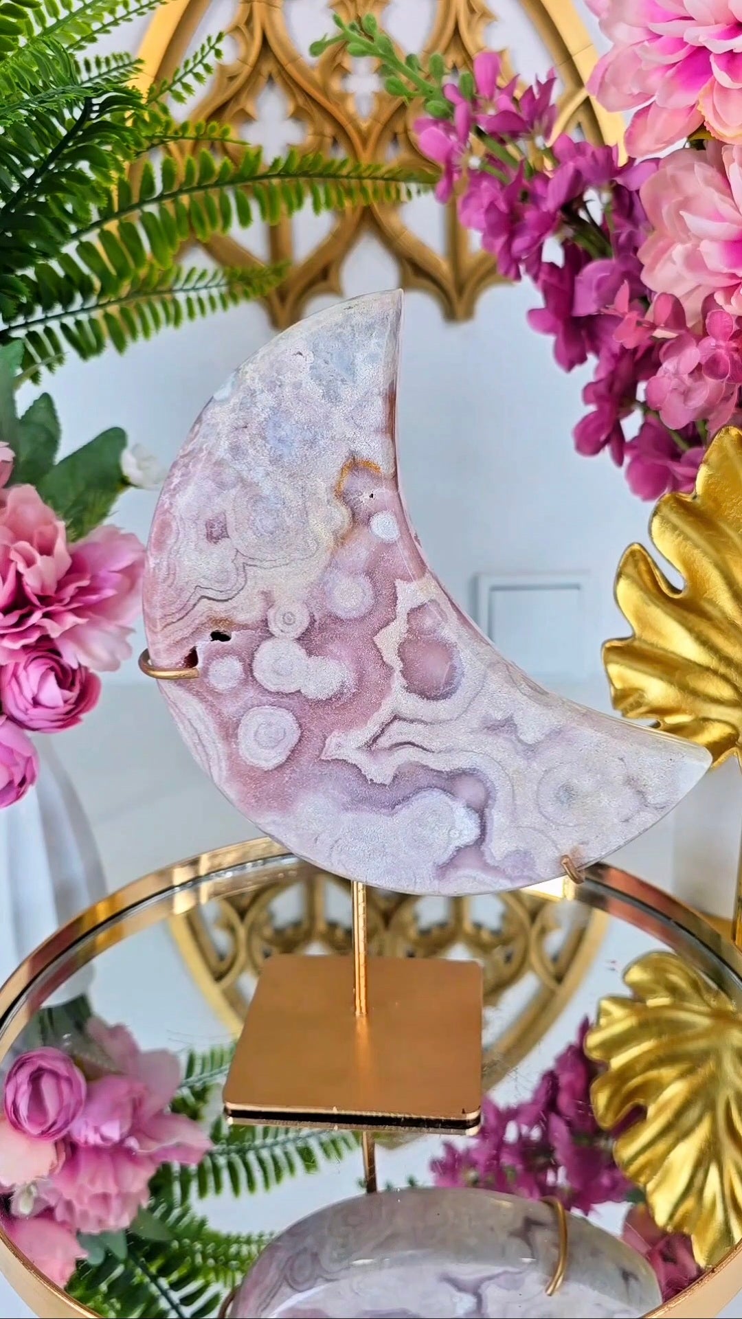 Pink Amethyst Moon on stand CM388
