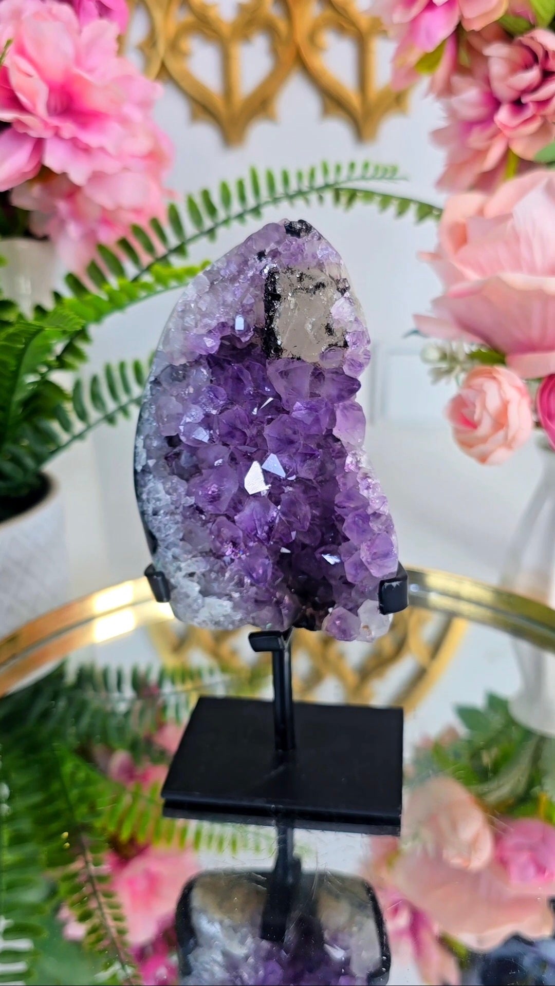 Amethyst with Calcite and Hematite on Stand 199