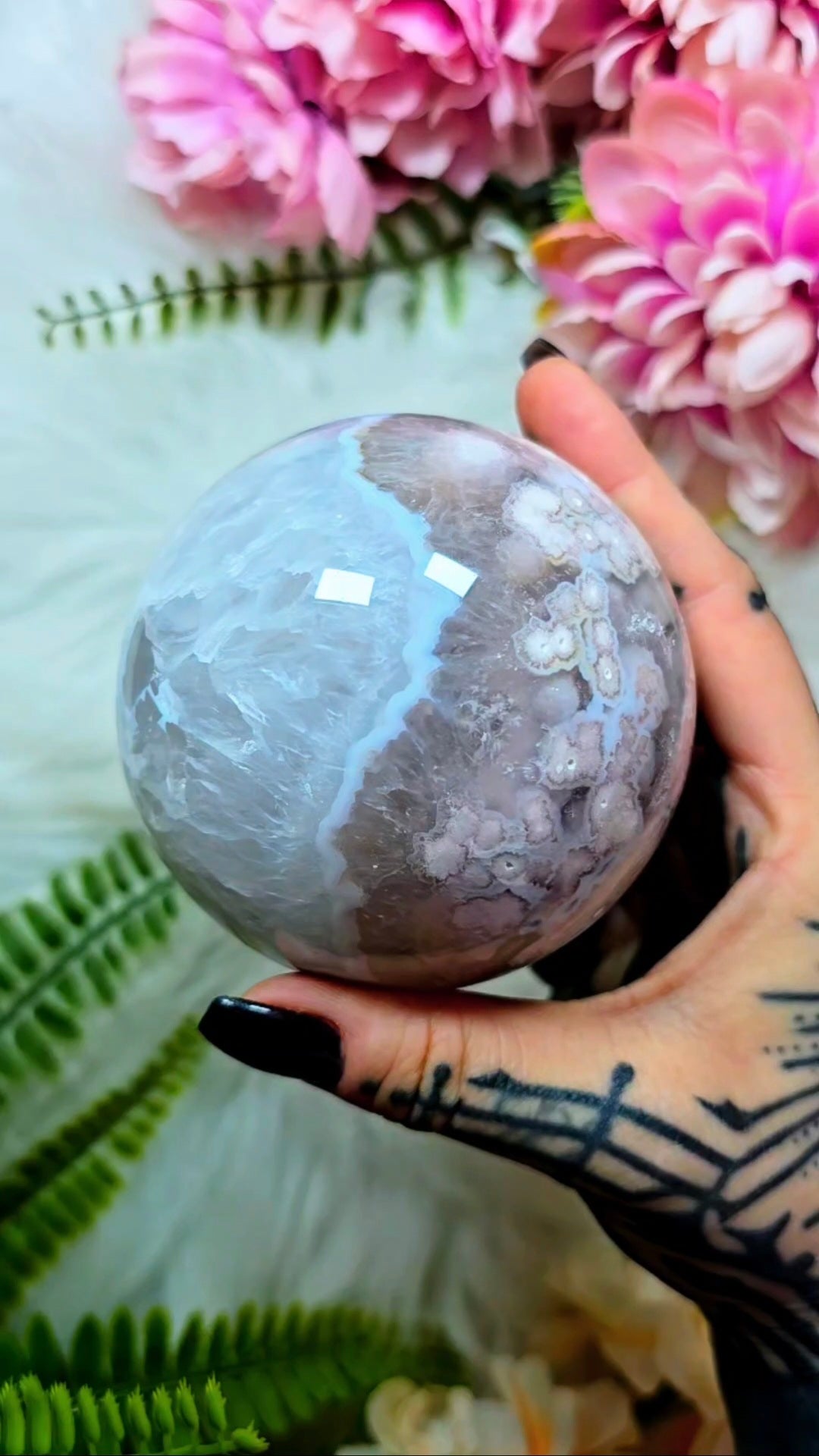 Pink Amethyst x Flower Agate Sphere CS334