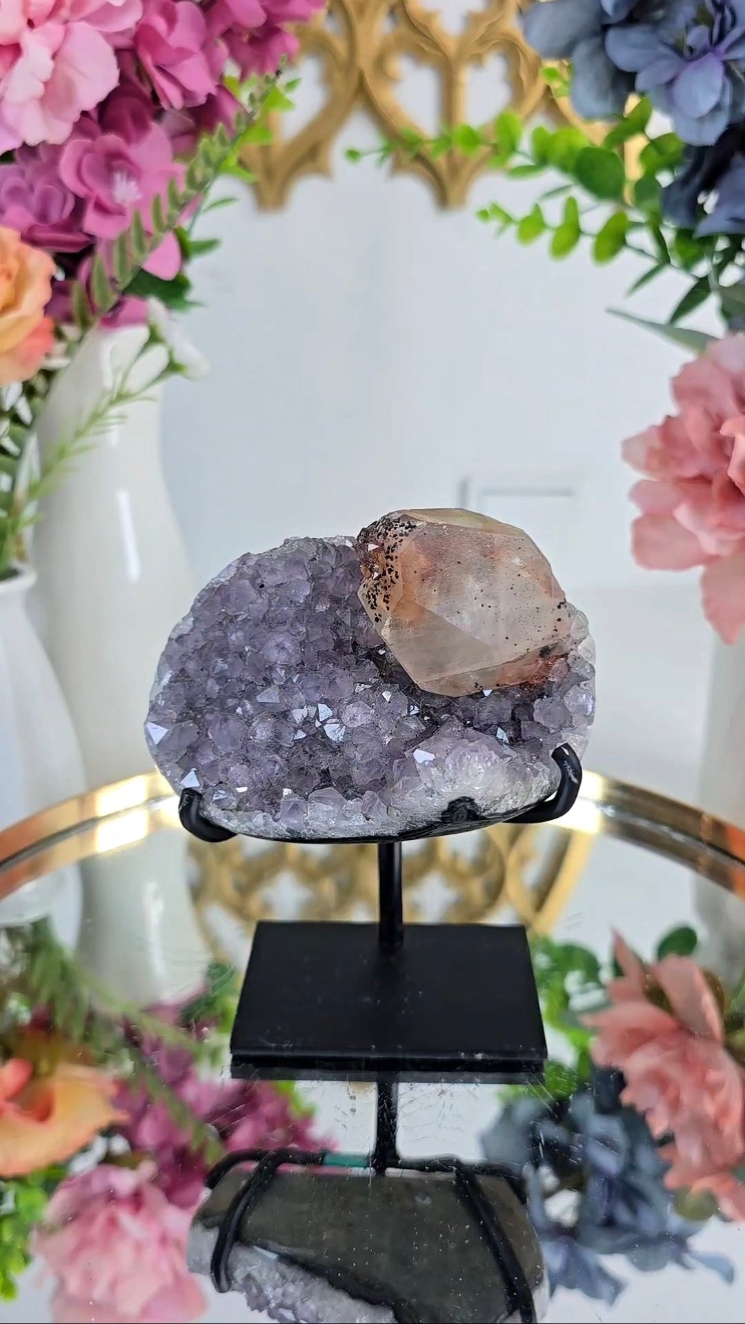 Amethyst with Calcite on Stand 207