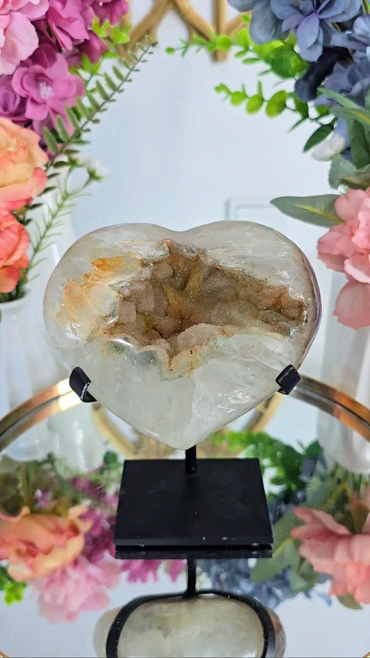 Sugary Rainbow Amethyst Heart on Stand H116