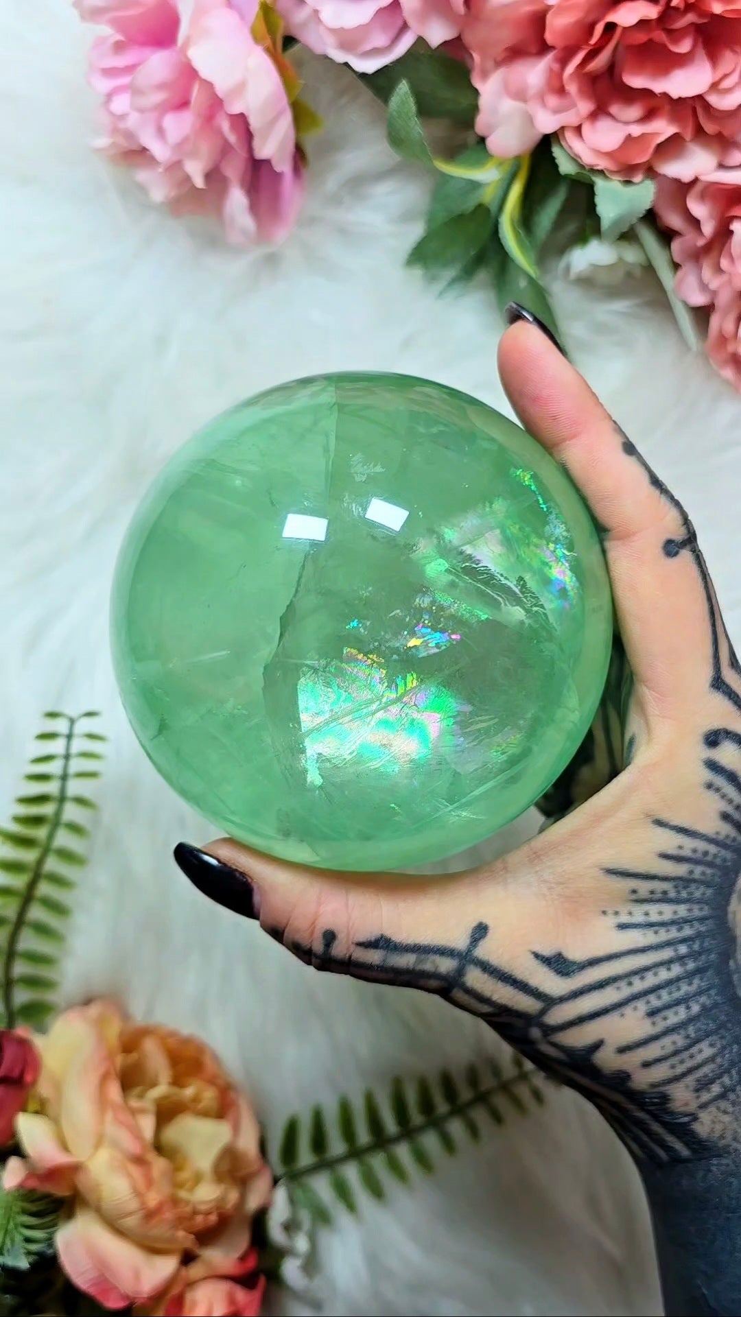 🌈 Rainbow filled High Quality Fluorite Sphere 03