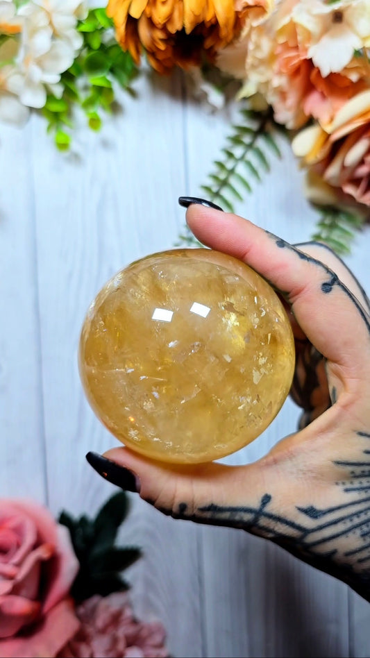Honey Calcite Sphere