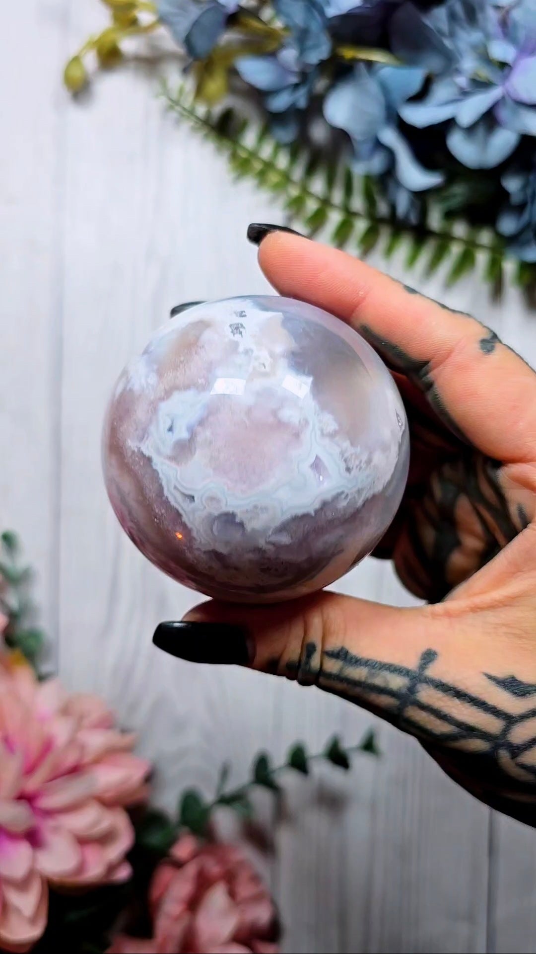 Pink Amethyst x Flower Agate Sphere CS345