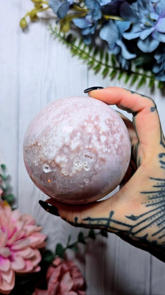 Pink Amethyst x Flower Agate Sphere CS347