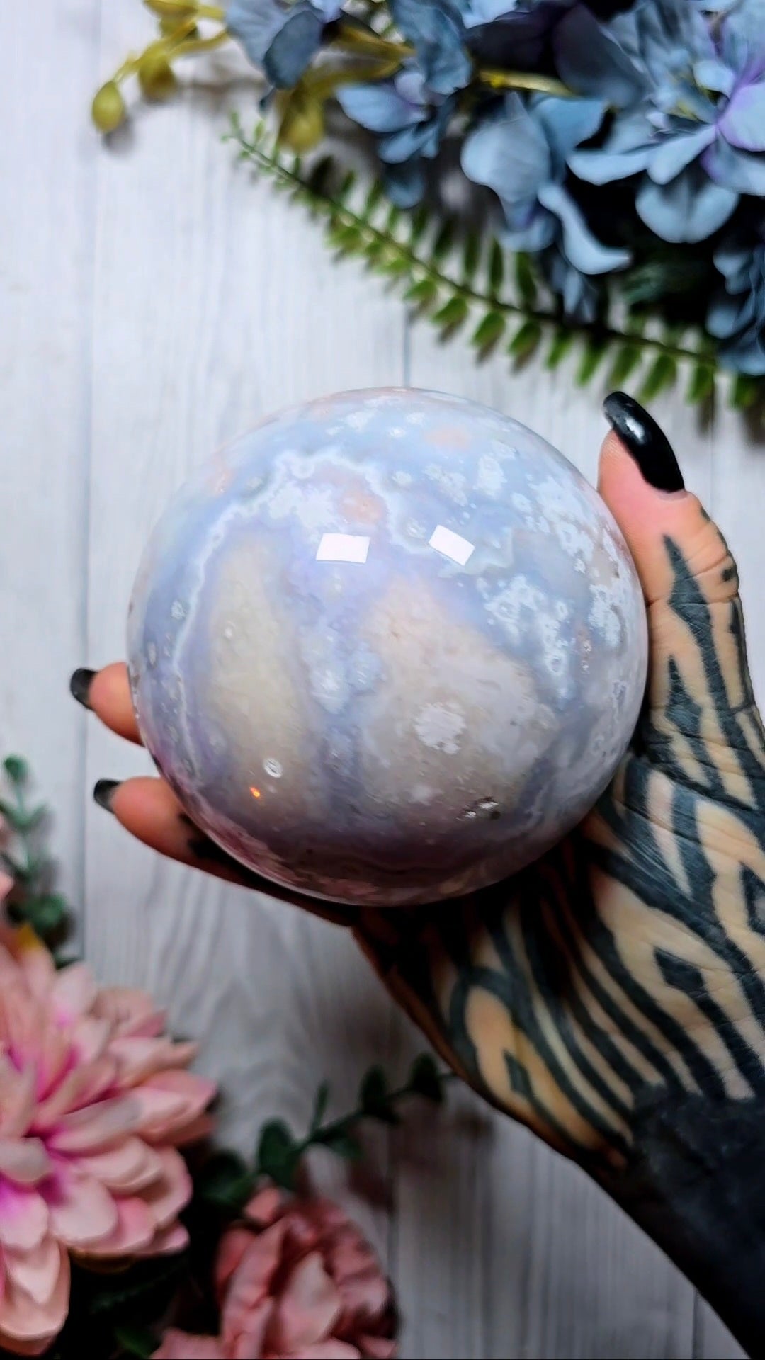 Pink Amethyst x Flower Agate Sphere CS348