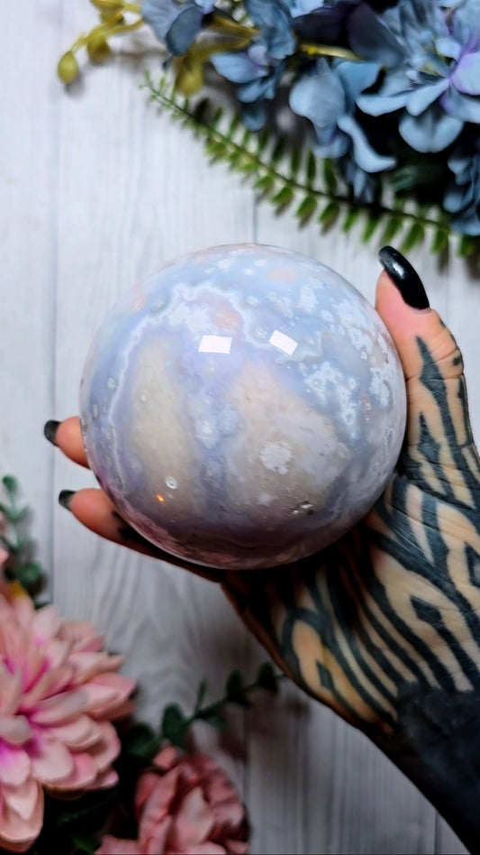 Pink Amethyst x Flower Agate Sphere CS348
