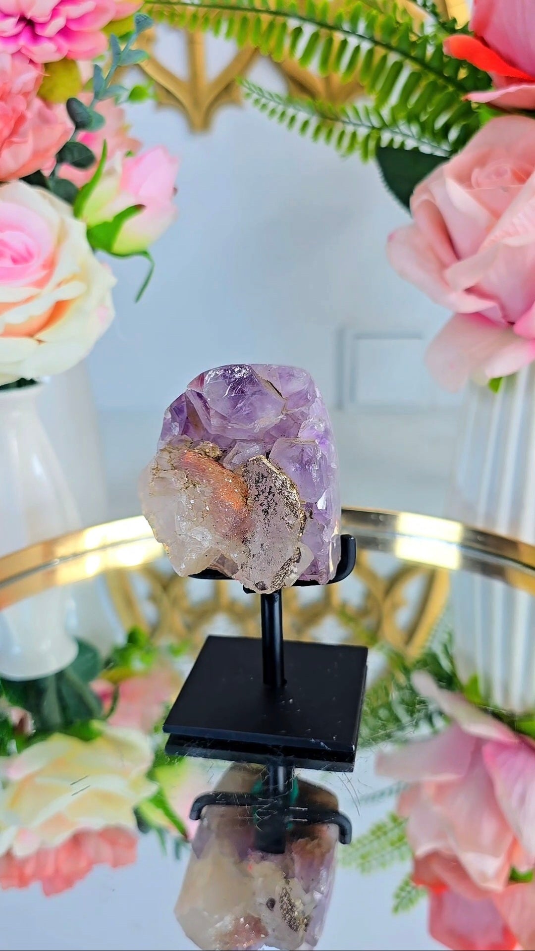 Rainbow Amethyst with calcite on Stand 221