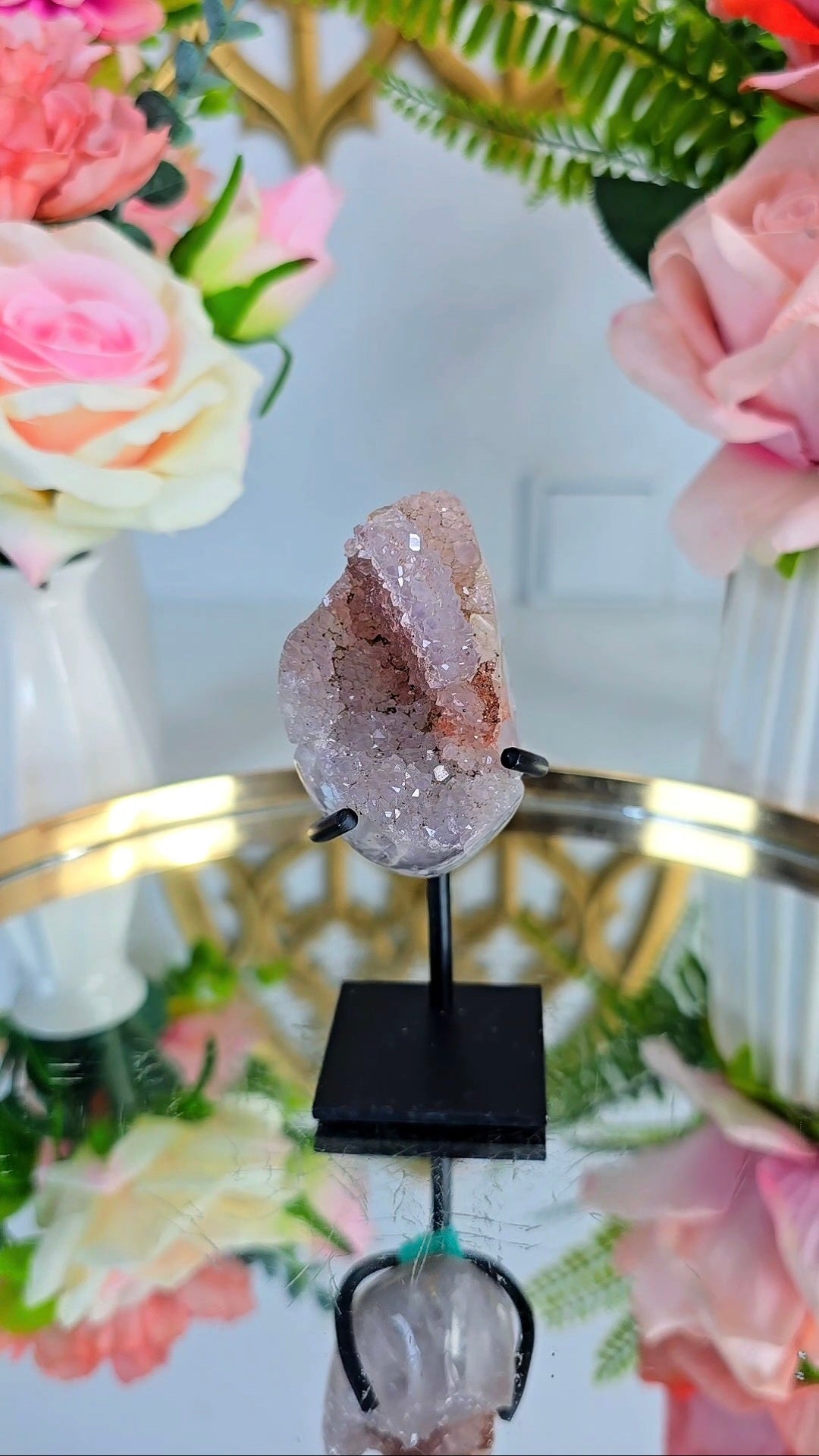 Rainbow Amethyst with calcite on Stand 220