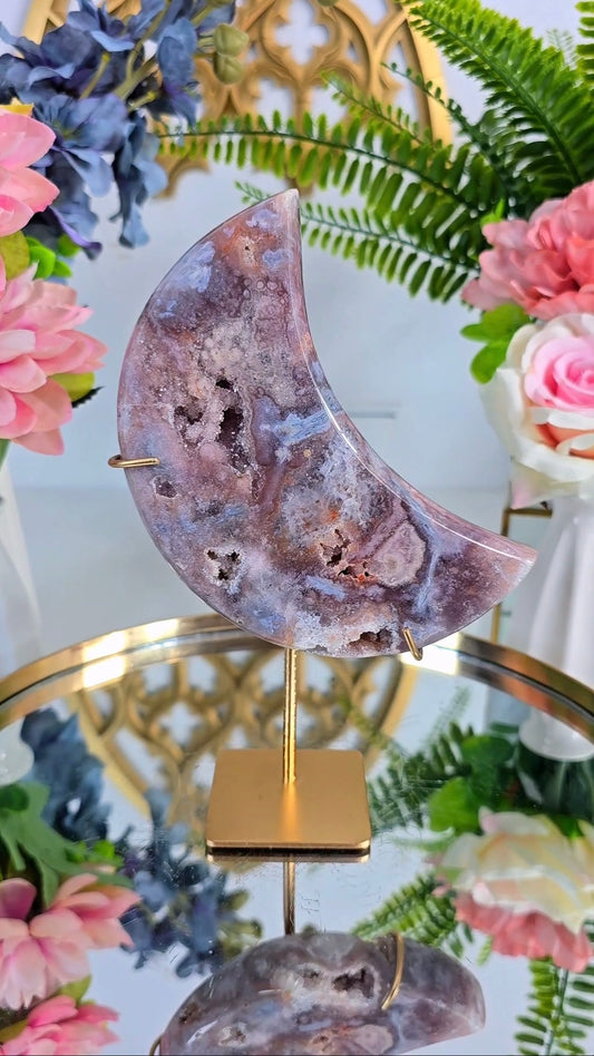 Pink Amethyst Moon on stand CM390