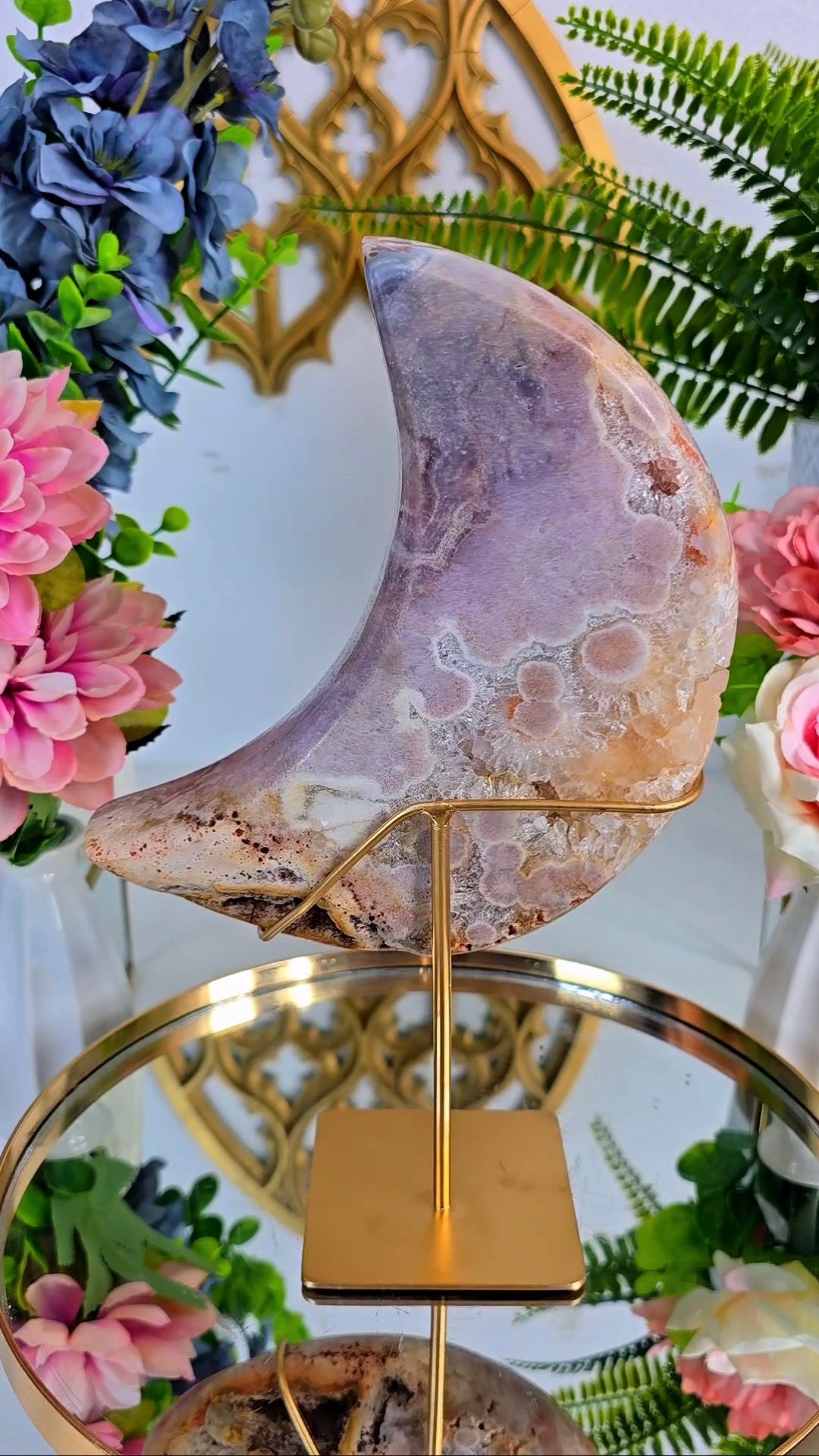 Pink Amethyst Moon on stand CM395