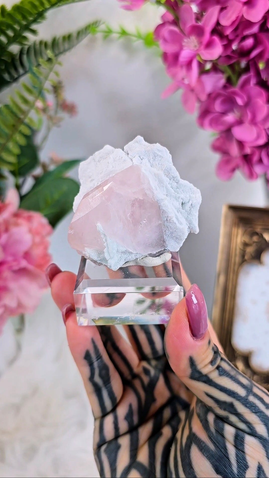 Morganite on Albite Mineral Specimen
